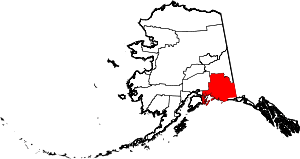 State map highlighting Valdez-Cordova Census Area