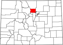 Map of Colorado highlighting Boulder County