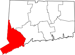 Map of Connecticut highlighting Fairfield County