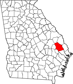 Map of Georgia highlighting Bulloch County