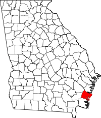 State map highlighting Glynn County