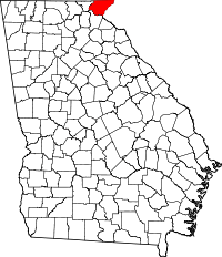 State map highlighting Rabun County