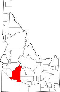 Map of Idaho highlighting Elmore County