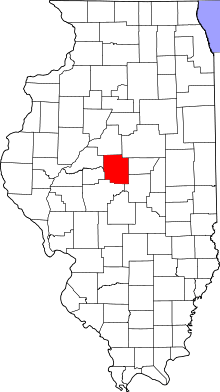 Map of Illinois highlighting Logan County