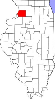 Map of Illinois highlighting Whiteside County