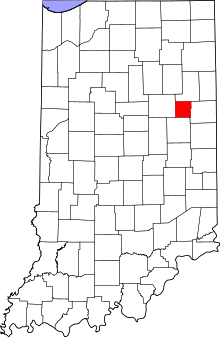 Map of Indiana highlighting Blackford County