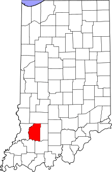 Map of Indiana highlighting Daviess County