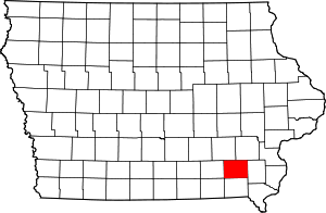 Map of Iowa highlighting Jefferson County