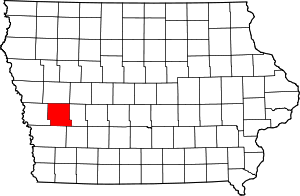 Map of Iowa highlighting Shelby County