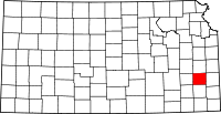 Map of Kansas highlighting Allen County