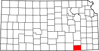 Map of Kansas highlighting Chautauqua County