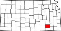 Map of Kansas highlighting Elk County