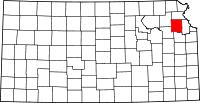 Map of Kansas highlighting Jefferson County