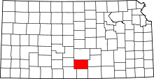 Map of Kansas highlighting Kingman County