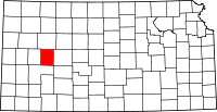 Map of Kansas highlighting Lane County