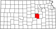 Map of Kansas highlighting Marion County