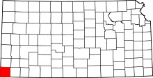 Map of Kansas highlighting Morton County