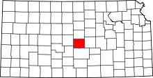 Map of Kansas highlighting Rice County