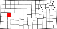 Map of Kansas highlighting Scott County