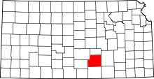 Map of Kansas highlighting Sedgwick County