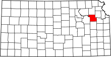 Map of Kansas highlighting Shawnee County