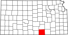 Map of Kansas highlighting Sumner County