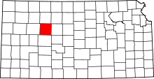 Map of Kansas highlighting Trego County