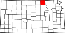 Map of Kansas highlighting Washington County