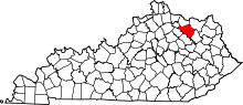 State map highlighting Fleming County