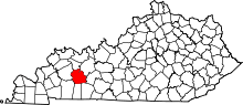 State map highlighting Muhlenberg County