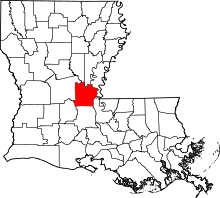 Map of Louisiana highlighting Avoyelles Parish