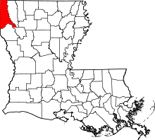 State map highlighting Caddo Parish