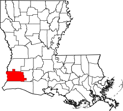 State map highlighting Calcasieu Parish