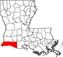 State map highlighting Cameron Parish