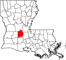 State map highlighting Evangeline Parish