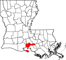 State map highlighting Iberia Parish