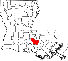 State map highlighting Iberville Parish