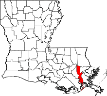 Map of Louisiana highlighting Jefferson Parish