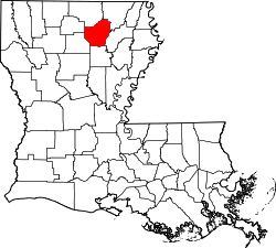 State map highlighting Ouachita Parish