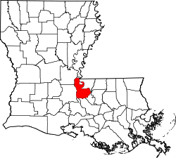 Map of Louisiana highlighting Pointe Coupee Parish