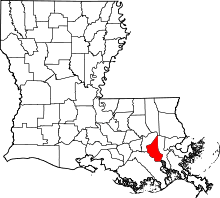 State map highlighting St. Charles Parish