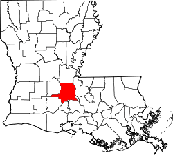 State map highlighting St. Landry Parish