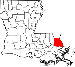 State map highlighting St. Tammany Parish