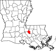 State map highlighting West Baton Rouge Parish