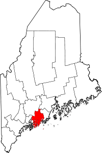 Map of Maine highlighting Lincoln County