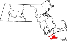 State map highlighting Dukes County