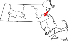 State map highlighting Suffolk County