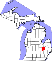 State map highlighting Genesee County