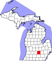 State map highlighting Ingham County