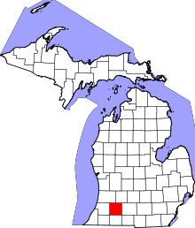 Map of Michigan highlighting Kalamazoo County